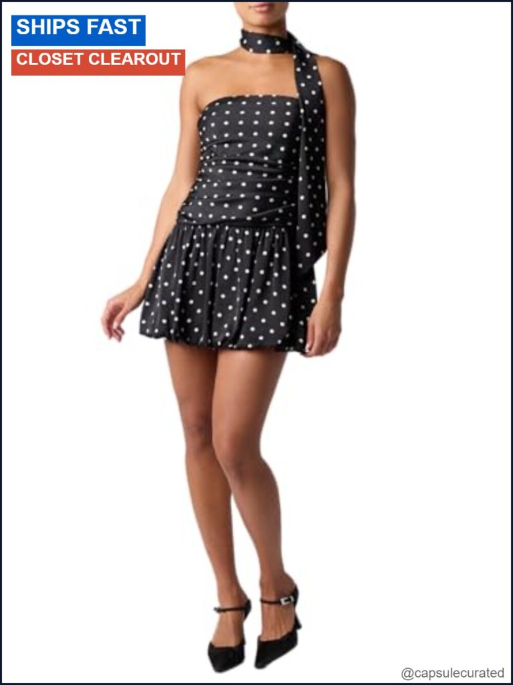 Strapless Ruched Cocktail Mini Dress with Scarf